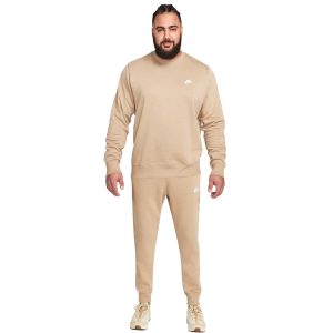 Nike Sportswear Club Fleece Crew Trainingspak Beige Wit