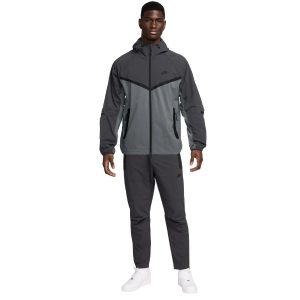 Nike Tech Sportswear Windrunner Trainingspak Woven Donkergrijs Grijs Zwart