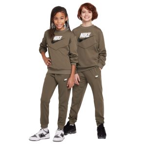 Nike Sportswear Big Logo Crew Trainingspak Kids Olijfgroen Wit